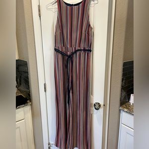 Fun stripe light knit jumpsuit, Navy Orange